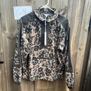 NWT Johnny Was Calme Half Zip Soft Fleece Pullover Leopard Size XS